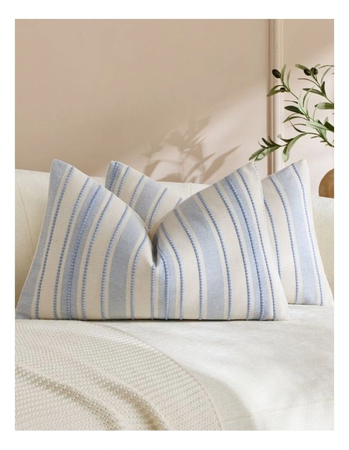 GIOIA CASA Heritage Linear Woven Cushion Covers in Sky 2 Pack image 2