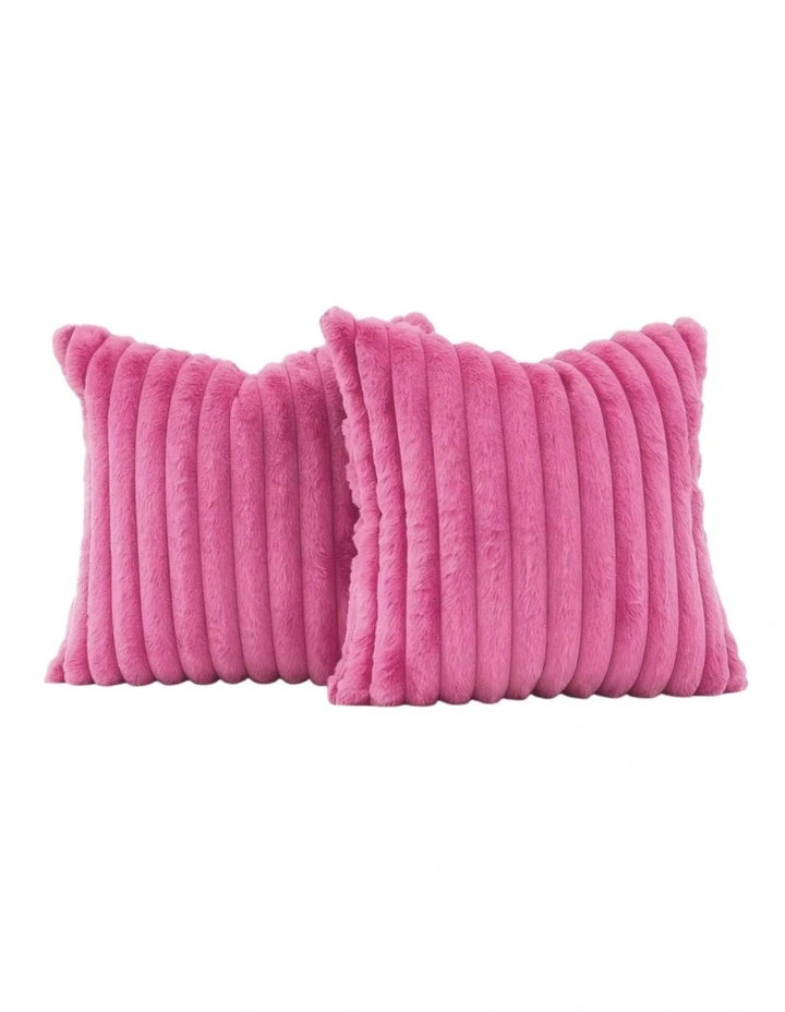 GIOIA CASA Faux Fur Cushion Covers in Hot Pink 2 Pack image 2