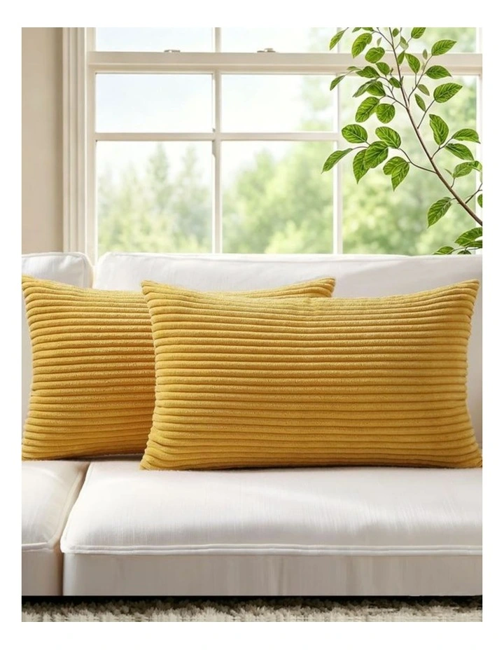 GIOIA CASA Corduroy Velvet Cushion Covers in Mustard 2 Pack image 2