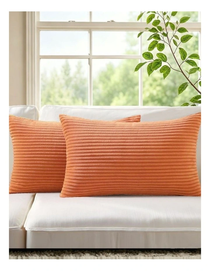 GIOIA CASA Corduroy Velvet Cushion Covers in Terracotta 2 Pack image 2