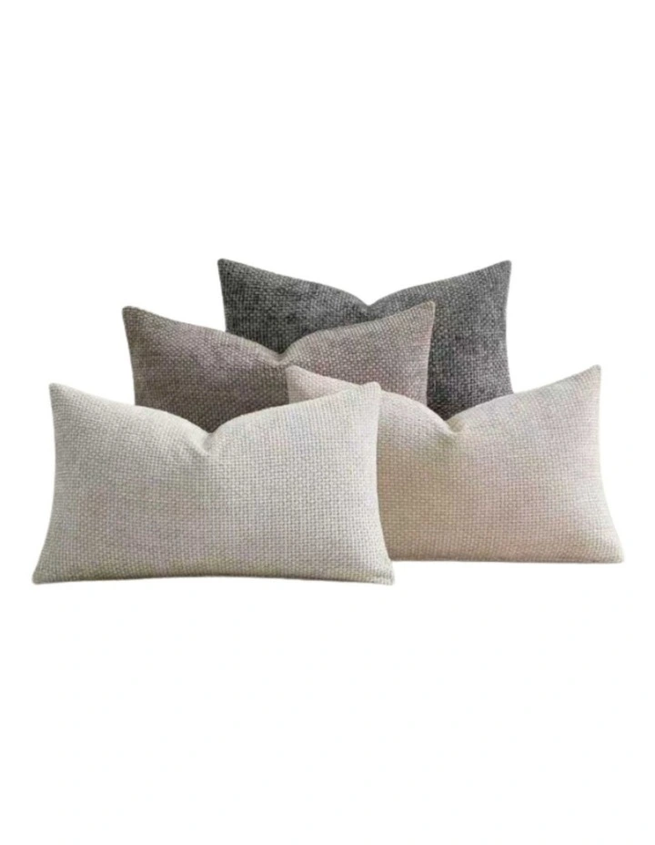 GIOIA CASA Chenille Grid Cushion Covers in Mix Grey 4 Pack image 1