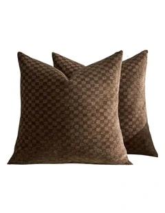 GIOIA CASA Chenille Waffle Cushion Covers in Brown 2 Pack