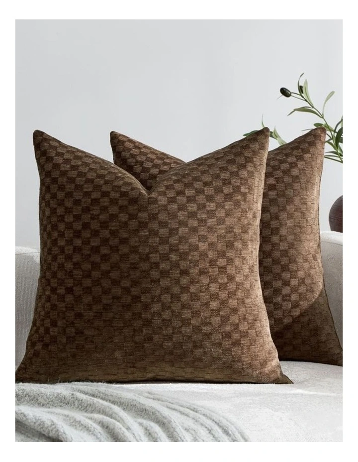 GIOIA CASA Chenille Waffle Cushion Covers in Brown 2 Pack image 2