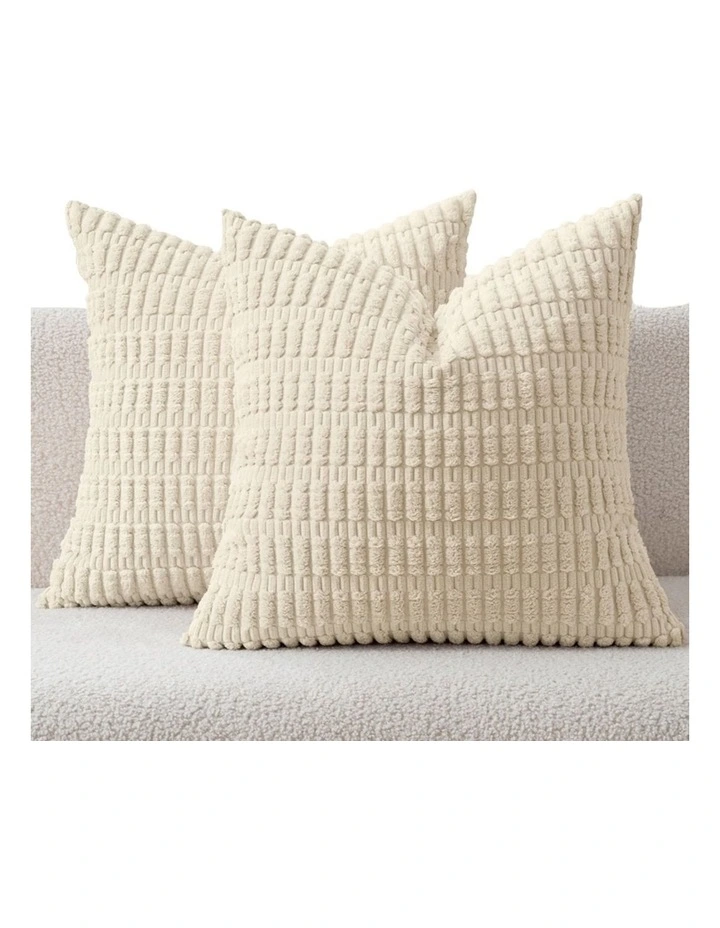 GIOIA CASA Boho Corduroy Cushion Covers in Cream 2 Pack image 2