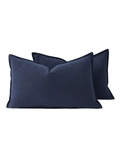 GIOIA CASA Linen-Cotton Cushion Covers in Navy Blue 2 Pack