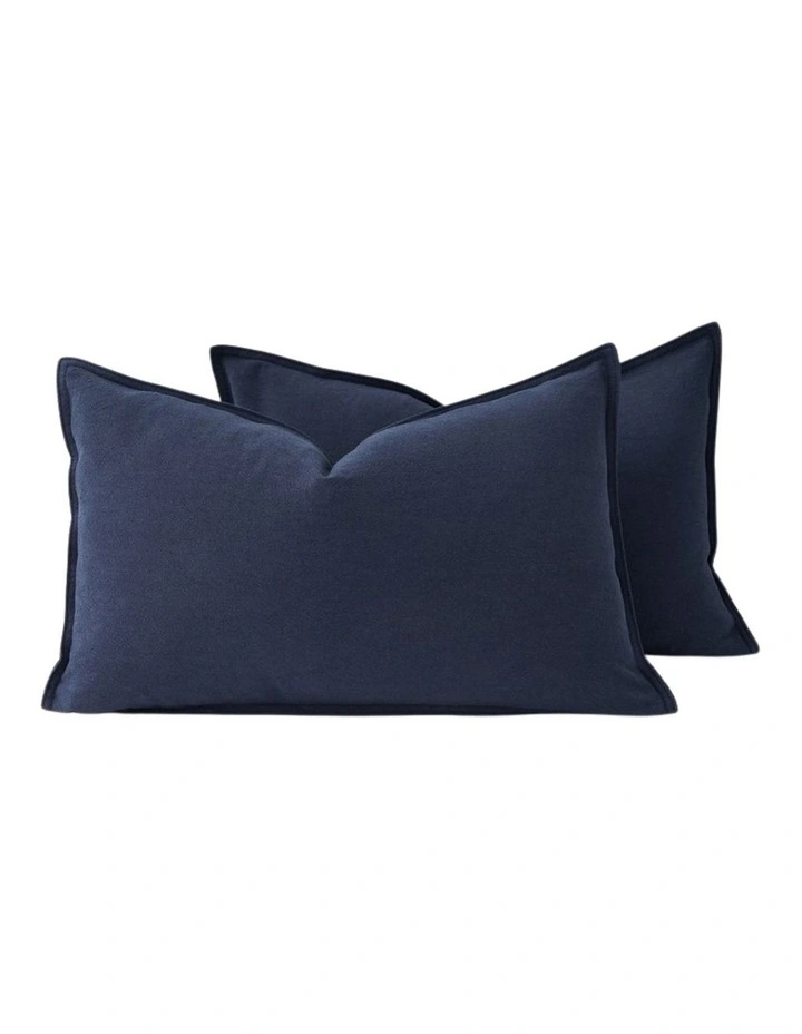 GIOIA CASA Linen-Cotton Cushion Covers in Navy Blue 2 Pack image 1