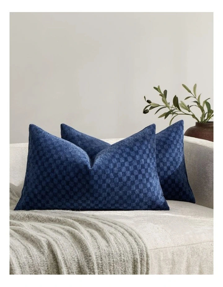 GIOIA CASA Chenille Waffle Cushion Covers in Navy Blue 2 Pack image 2