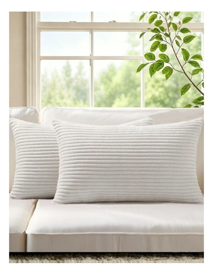 GIOIA CASA Corduroy Velvet Cushion Covers in White 2 Pack image 2