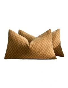 GIOIA CASA Chenille Waffle Cushion Covers in Mustard 2 Pack