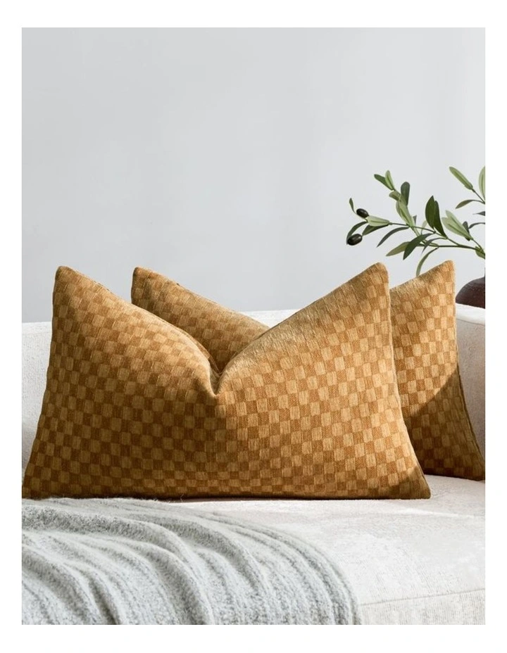 GIOIA CASA Chenille Waffle Cushion Covers in Mustard 2 Pack image 2