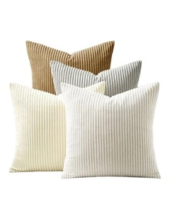 GIOIA CASA Corduroy Velvet Cushion Covers in Beige Set of 4