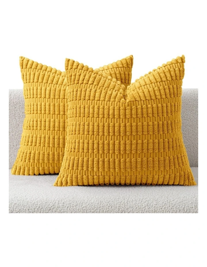 GIOIA CASA Boho Corduroy Cushion Covers in Mustard 2 Pack image 2