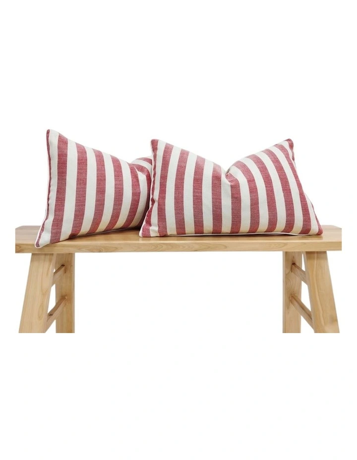 GIOIA CASA Yarn Dyed Linen Cotton Cushion Covers in Red 2 Pack image 2