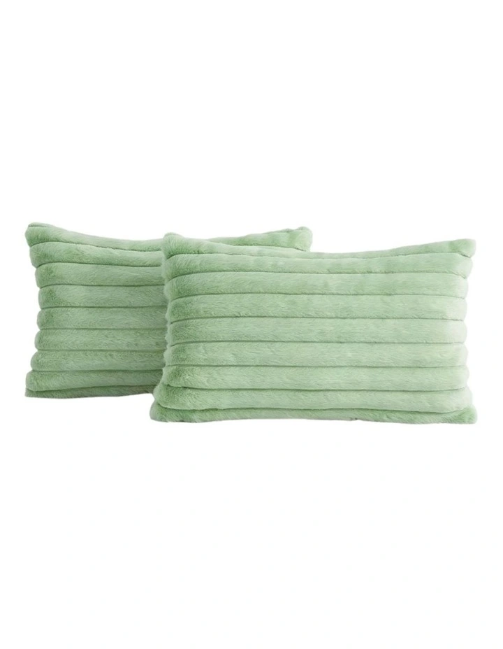 GIOIA CASA Faux Fur Cushion Covers in Sage 2 Pack image 1