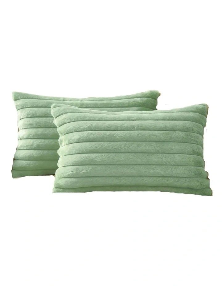 GIOIA CASA Faux Fur Cushion Covers in Sage 2 Pack image 2