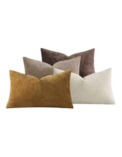 GIOIA CASA Chenille Grid Cushion Covers in Warm Brown 4 Pack