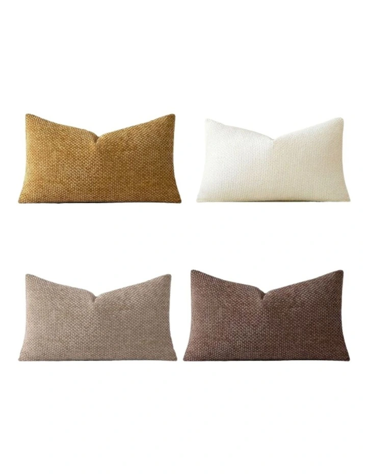 GIOIA CASA Chenille Grid Cushion Covers in Warm Brown 4 Pack image 4