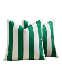 GIOIA CASA Striped Outdoor Waterproof Cushion Covers in Emerald Green 2 Pack