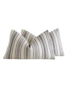 GIOIA CASA Heritage Linear Woven Cushion Covers in Light Grey 2 Pack