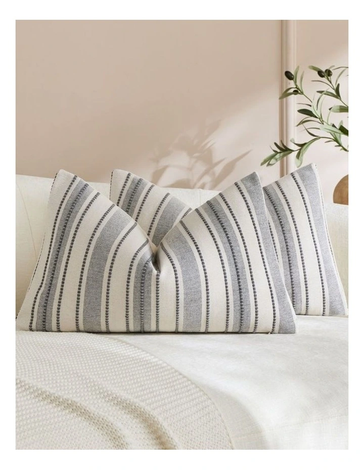 GIOIA CASA Heritage Linear Woven Cushion Covers in Light Grey 2 Pack image 2