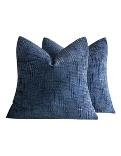 GIOIA CASA Chenille Textured Cushion Covers in Denim 2 Pack