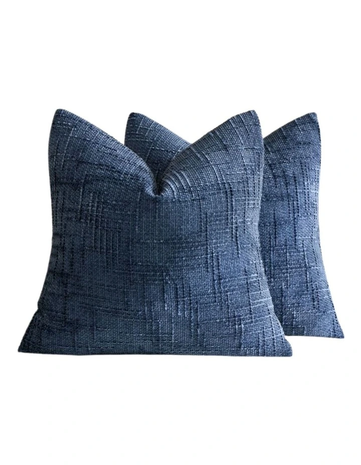GIOIA CASA Chenille Textured Cushion Covers in Denim 2 Pack image 1