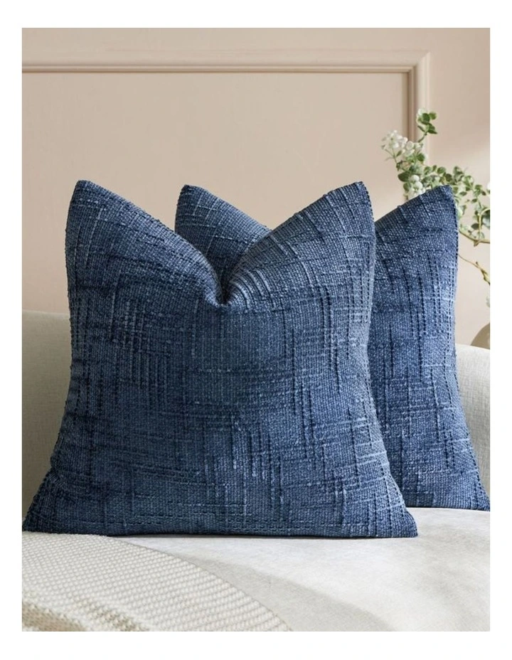 GIOIA CASA Chenille Textured Cushion Covers in Denim 2 Pack image 2