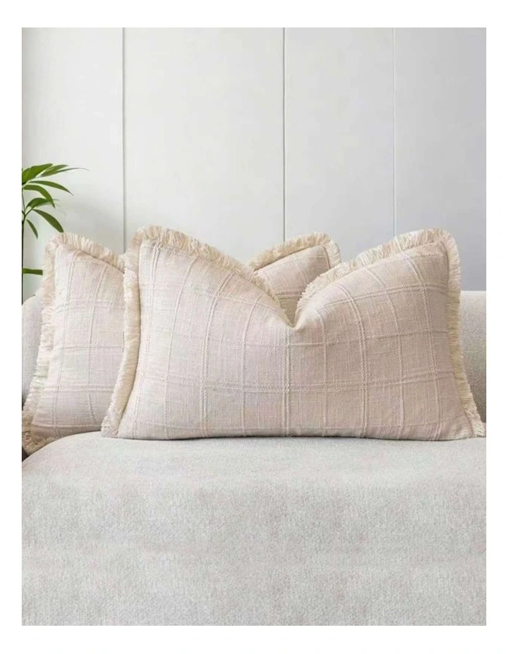 GIOIA CASA Linen Look Cushion Covers in Beige 2 Pack image 2
