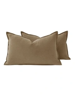 GIOIA CASA Linen-Cotton Cushion Covers in Tan 2 Pack