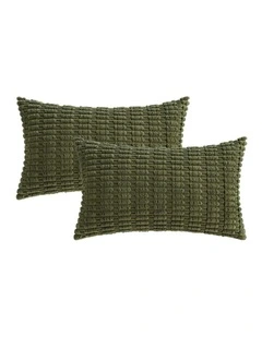 GIOIA CASA Boho Corduroy Cushion Covers in Olive Green 2 Pack