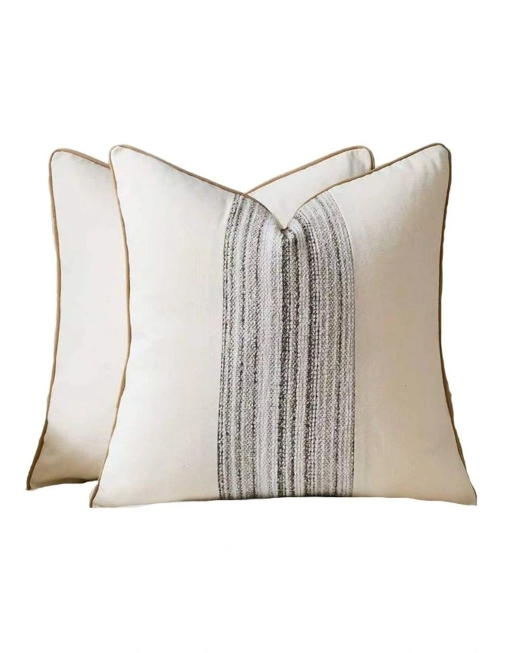 GIOIA CASA Wabi Stripe Cushion Covers in Oatmeal 2 Pack image 1