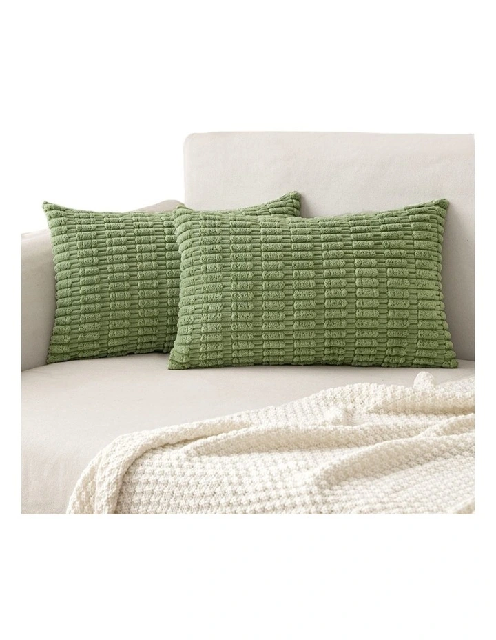 GIOIA CASA Boho Corduroy Cushion Covers in Sage Green 2 Pack image 2