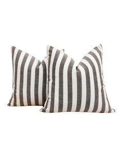 GIOIA CASA Yarn Dyed Linen Cotton Cushion Covers in Cocoa 2 Pack