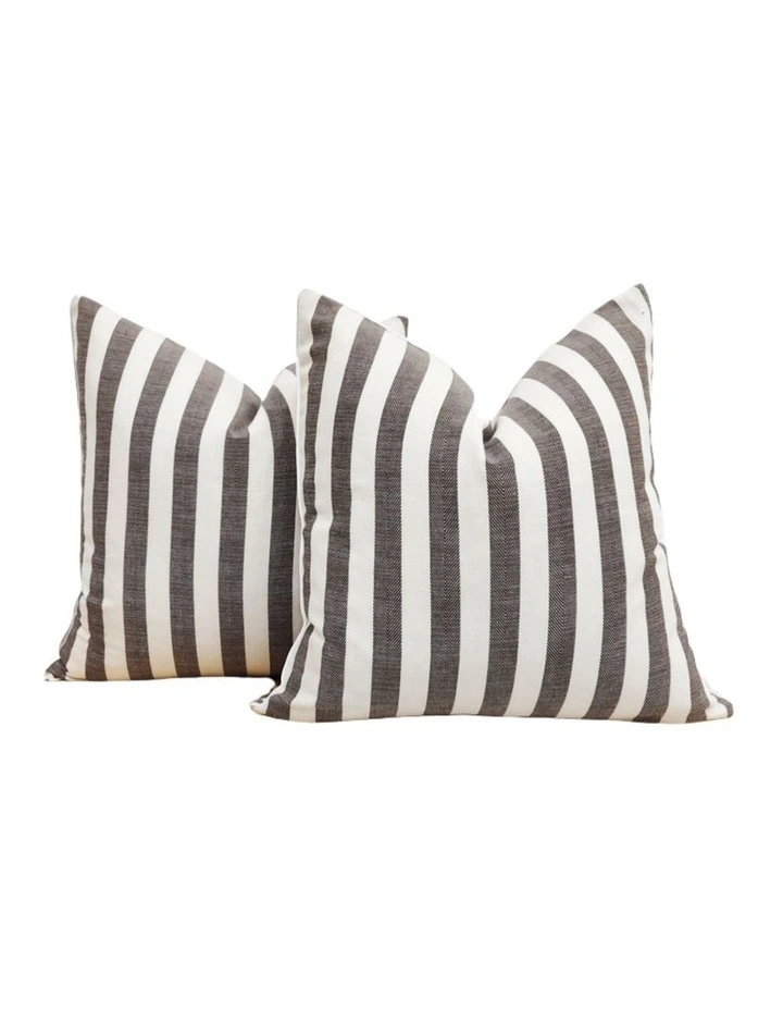 GIOIA CASA Yarn Dyed Linen Cotton Cushion Covers in Cocoa 2 Pack image 1