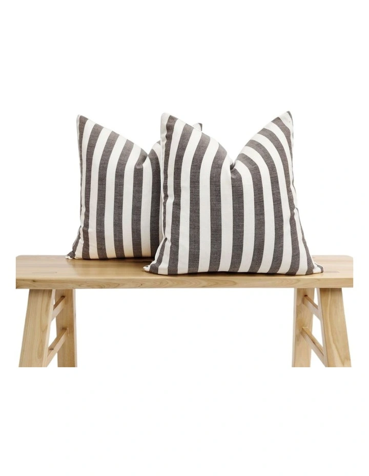 GIOIA CASA Yarn Dyed Linen Cotton Cushion Covers in Cocoa 2 Pack image 2