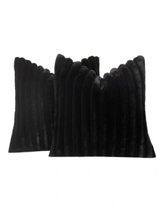 GIOIA CASA Faux Fur Cushion Covers in Black 2 Pack