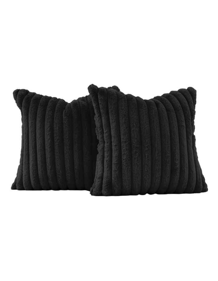 GIOIA CASA Faux Fur Cushion Covers in Black 2 Pack image 2