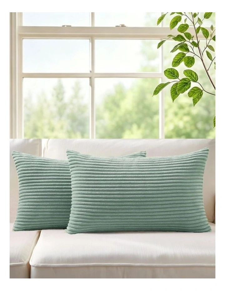 GIOIA CASA Corduroy Velvet Cushion Covers in Seafoam 2 Pack image 2