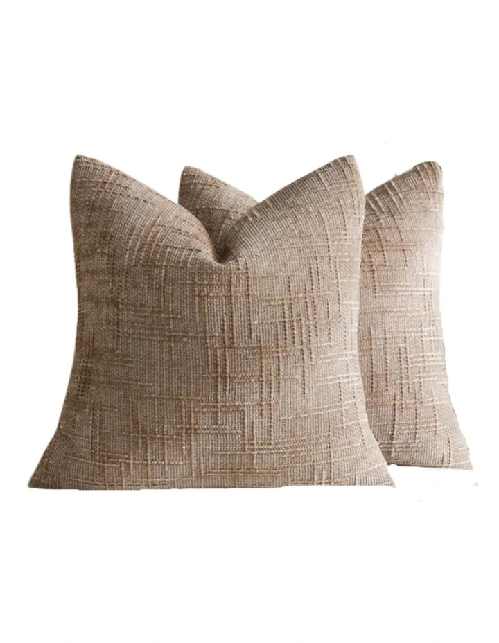 GIOIA CASA Chenille Textured Cushion Covers in Camel 2 Pack image 1