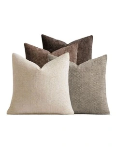 GIOIA CASA Chenille Grid Cushion Covers in Ash Brown 4 Pack