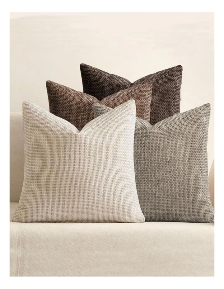 GIOIA CASA Chenille Grid Cushion Covers in Ash Brown 4 Pack image 2