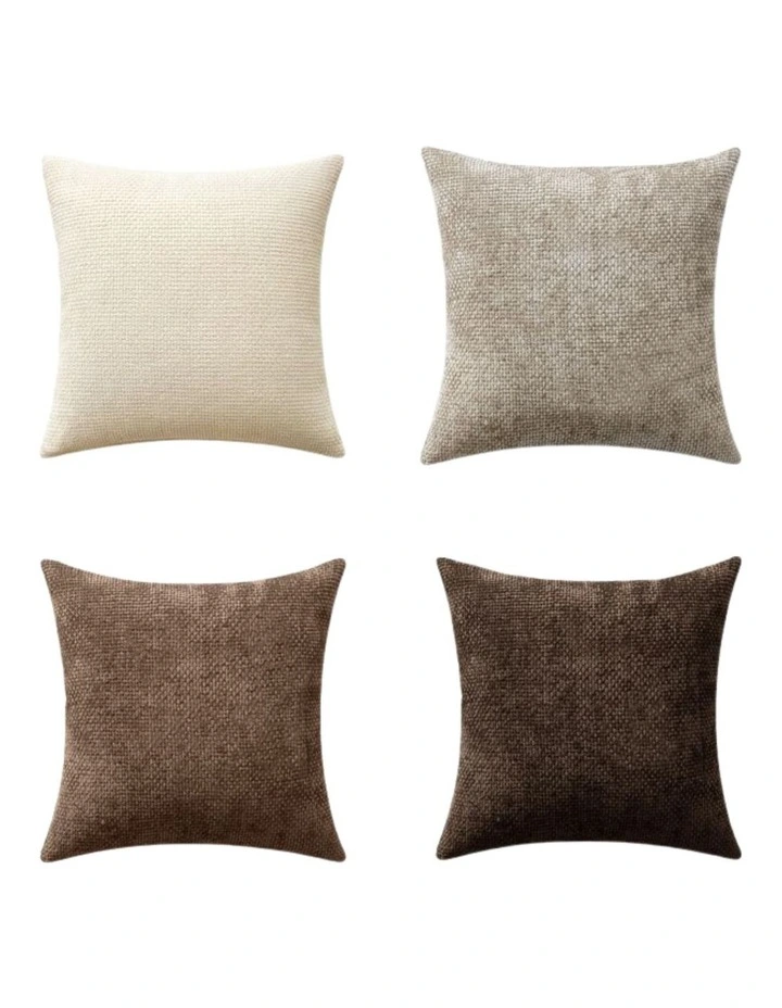 GIOIA CASA Chenille Grid Cushion Covers in Ash Brown 4 Pack image 4