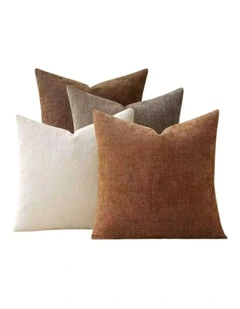GIOIA CASA Chenille Haze Cushion Covers in Warm Brown 4 Pack