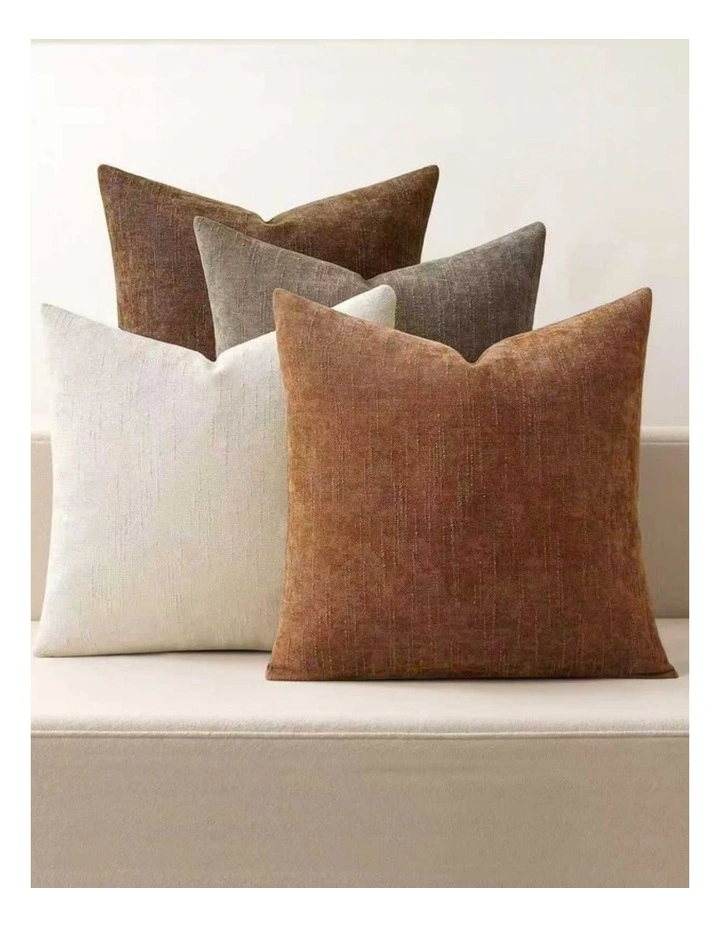 GIOIA CASA Chenille Haze Cushion Covers in Warm Brown 4 Pack image 2