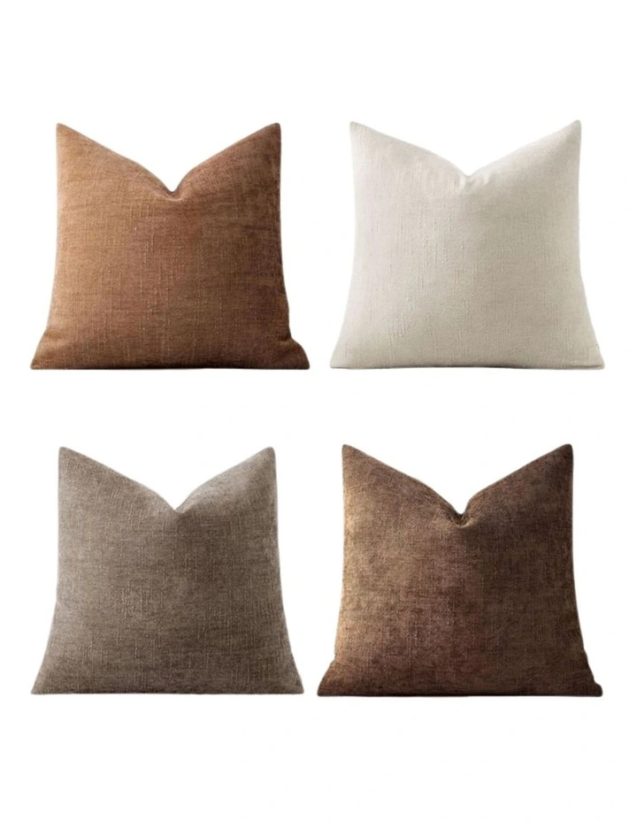 GIOIA CASA Chenille Haze Cushion Covers in Warm Brown 4 Pack image 5