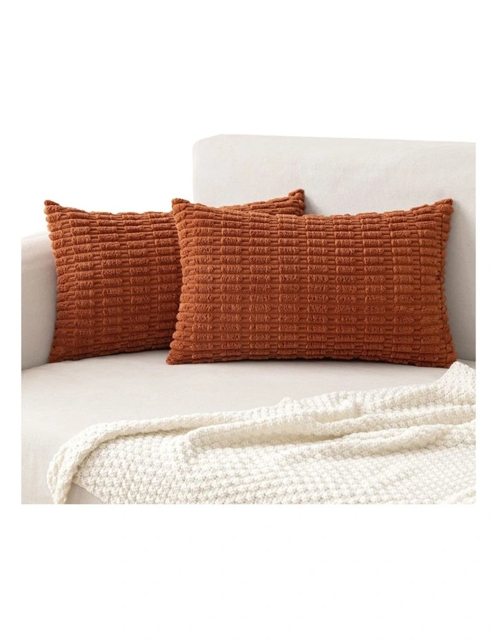 GIOIA CASA Boho Corduroy Cushion Covers in Rust 2 Pack image 2