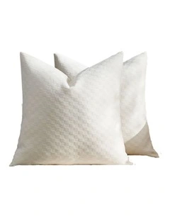 GIOIA CASA Chenille Waffle Cushion Covers in Oatmeal 2 Pack