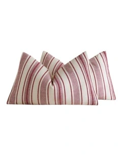 GIOIA CASA Heritage Linear Woven Cushion Covers in Burgundy 2 Pack