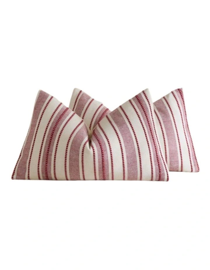 GIOIA CASA Heritage Linear Woven Cushion Covers in Burgundy 2 Pack image 1