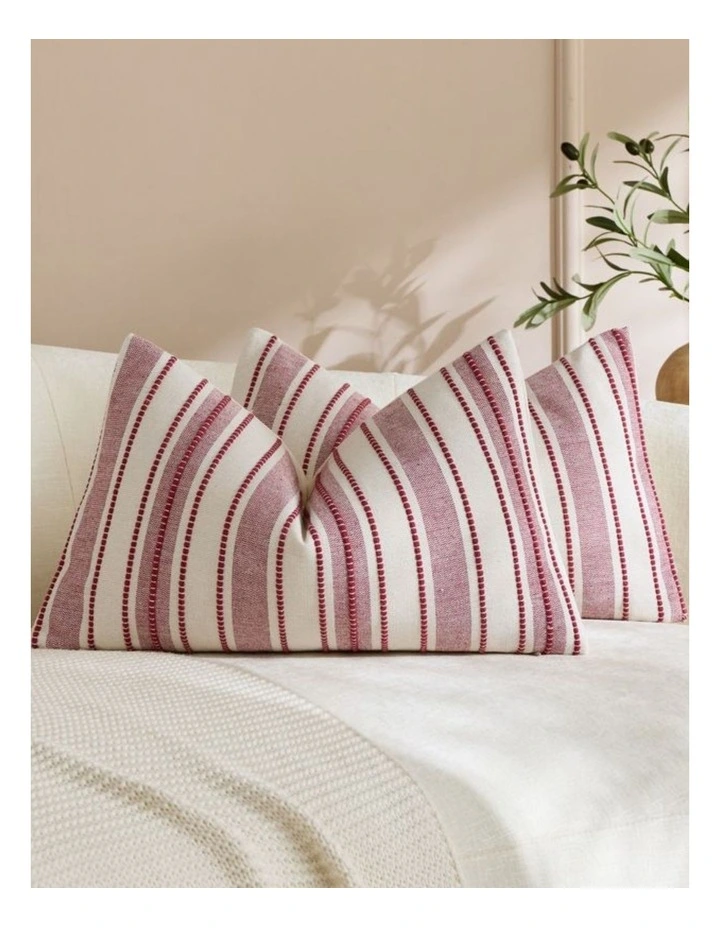 GIOIA CASA Heritage Linear Woven Cushion Covers in Burgundy 2 Pack image 2